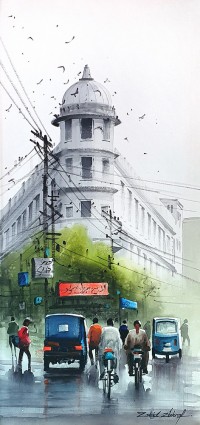 Zahid Ashraf, 12 x 24 inch, Acrylic on Canvas, Cityscape Painting, AC-ZHA-078